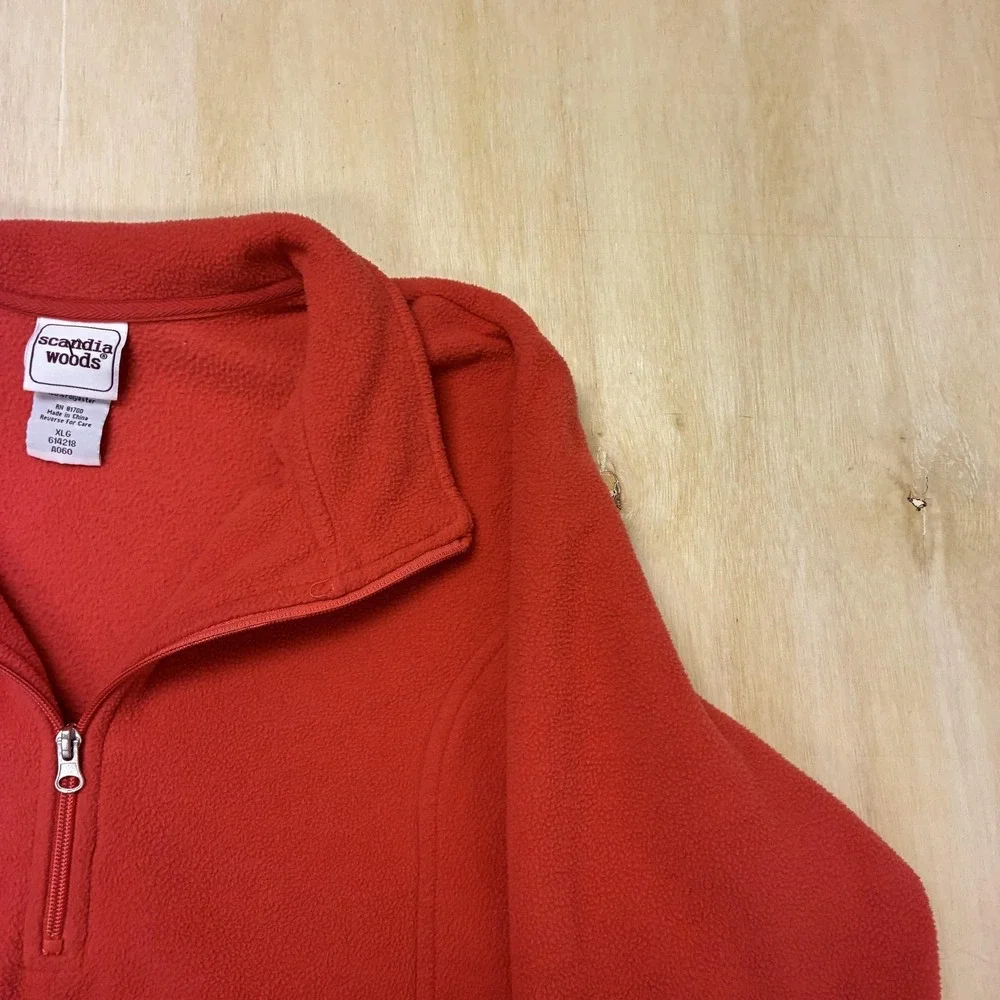 Scandia Woods Jacket Mens XL Red Fleece 1/4 Zip Pullover Stand Collar Winter